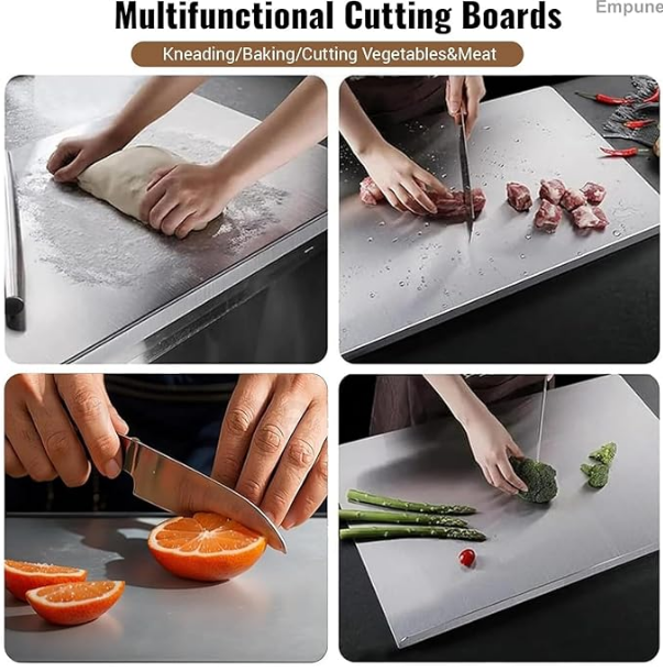 Anti-Bacterial Stainless Steel Chopping Board – Modern Kitchen Cutting Board for Meat, Veggies & Easy Cleaning (No Odor, No Stain)