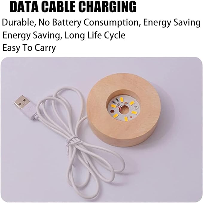 LED Crystal Globe Night Lamp – Crystal Design, Home Decor Mood Light with Wooden Base