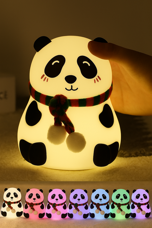 Panda Silicone Night Light for Kids – Rechargeable Color-Changing LED Touch Lamp | Soft Nursery Light & Bedroom Decor
