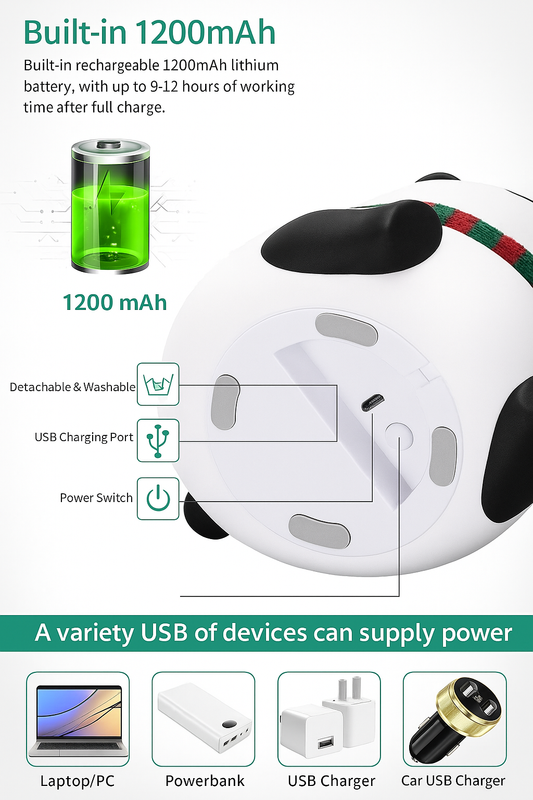 Panda Silicone Night Light for Kids – Rechargeable Color-Changing LED Touch Lamp | Soft Nursery Light & Bedroom Decor